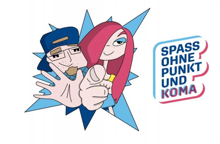 Logo der Ausstellung "Spaß ohne Punkt und Koma. 